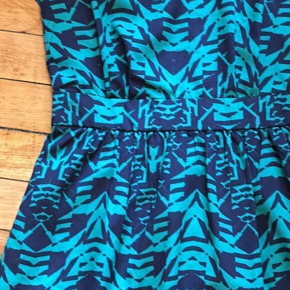 Lily Rose Women’s Dark Teal Patterned Fit and Flare short sleeve dress size XS - Picture 5 of 8
